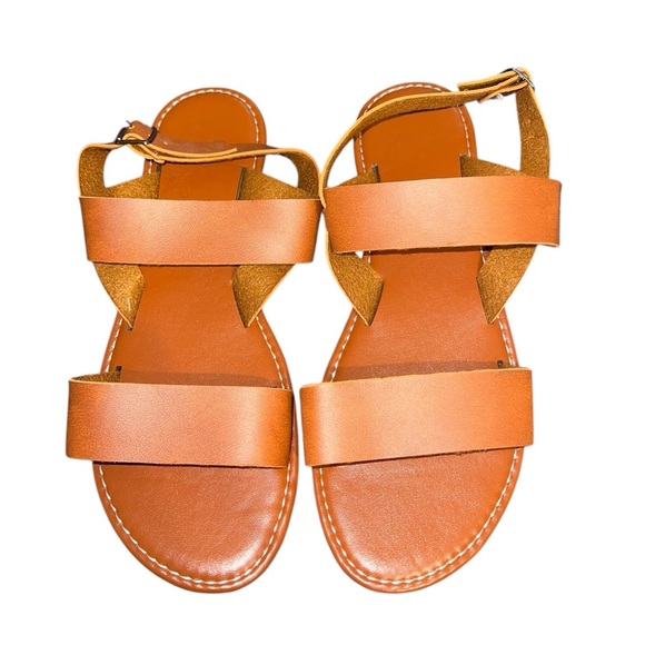 Zulily Brown Faux Leather Sandals – Size 7 - Picture 1 of 5